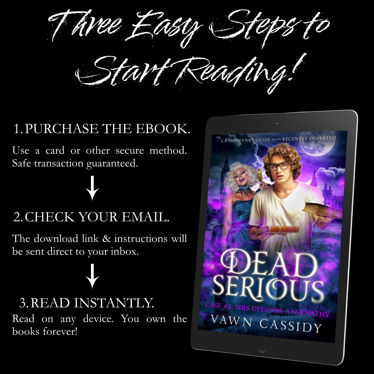 Dead Serious 2 Download Instructions displayed with ebook on e-reader