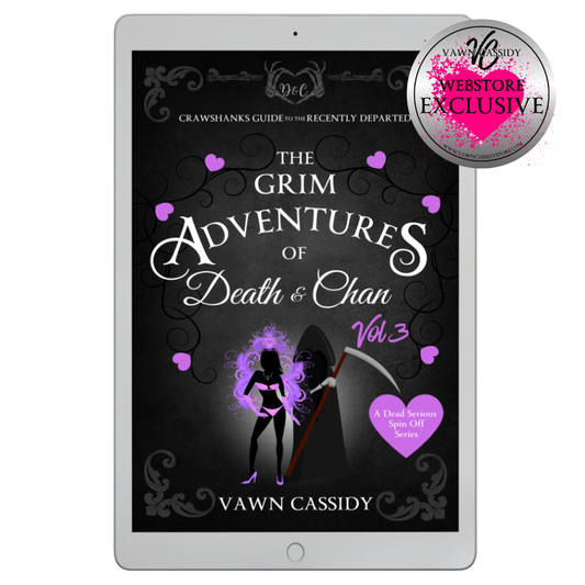 Crawshanks Guide to the Recently Departed The Grim Adventures of Death & Chan Vol 3 by Vawn Cassidy Dark Comedy Paranormal LGBTQ+ Queer Fiction MM Romance Gay Romance Webstore Exclusive