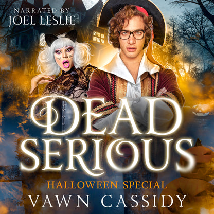 Promotional poster for 'Dead Serious' Halloween Special featuring two characters with a spooky background.