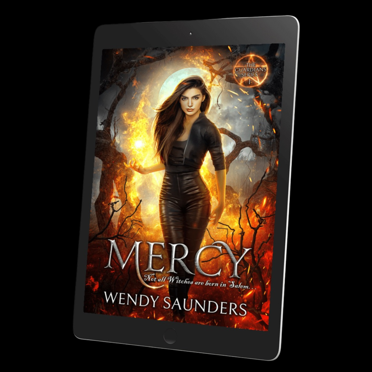 Ebook cover of 'Mercy' by Wendy Saunders on a tablet screen