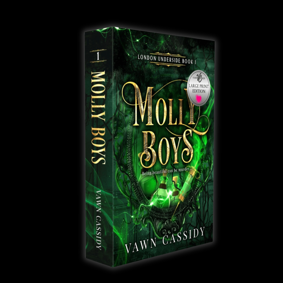 Molly Boys Large Print Edition by Vawn Cassidy Green Cover on Black Background